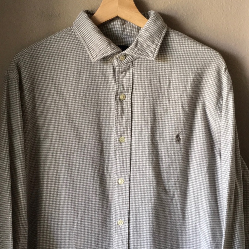 Polo by Ralph Lauren Men's Light Gray Check Button-Down Shirt
